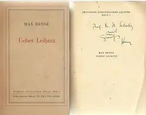 Bense, Max: Ueber Leibniz, Leibniz und seine Ideologie. Der Geistige Mensch und die Technik. Zeugnisse europäishen Geistes. Heft 1. 