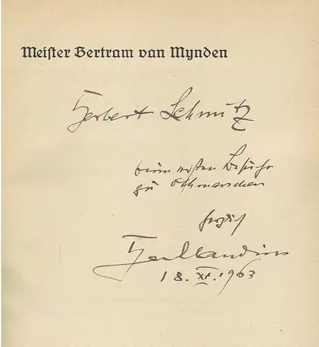 Claudius, Hermann: Meister Bertram van Mynden, Maler zu Hamburg. Ein hansisch Tagebuch um MCCC, quasi gesetzet von Hermann Claudius. 