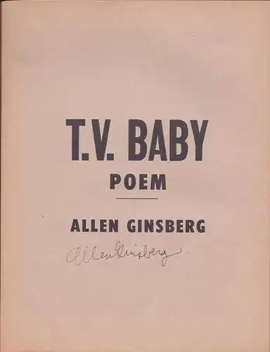 Ginsberg, Allen: T. V. Baby, Poem. 