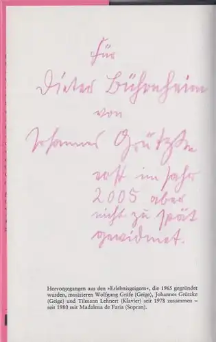 Lehnert, Tilmann und Johannes Grützke: Kolophon, Gedichte, Lieder, Szenen, Dialoge der "Erlebnisgeiger & Klavier & Gesang". 