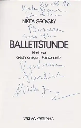 Gsovsky, Nikita: Ballettstunde, Nach der gleichnamigen Fernsehserie. Herausgeber: Norddeutscher Rundfunk, NDR. 3.Fernsehprogramm, Weiterbildung III. 