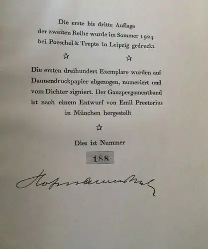 Hofmannsthal, Hugo von: Gesammelte Werke, Erste und zweite Reihe in je 3 Bänden. 