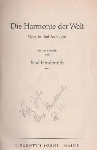 Hindemith, Paul. Die Harmonie der Welt.
