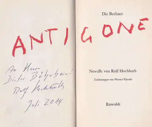 Hochhuth, Rolf: Die Berliner Antigone, Novelle. 