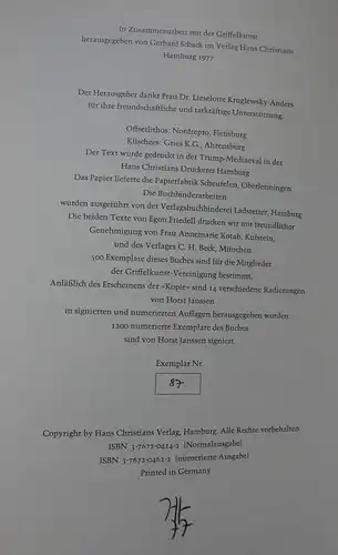 Janssen, Horst und Gerhard (Hrsg.) Schack: Die Kopie, In Zusammenarbeit mit der Griffelkunst. Herausgegeben von Gerhard Schack. 