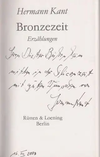 Kant, Hermann: Bronzezeit, Erzählungen. 
