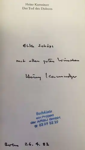 Kamnitzer, Heinz: Der Tod des Dichters. 