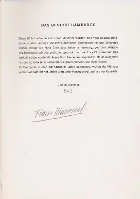 Masereel, Frans: Das Gesicht Hamburgs, 80 Original-Holzschnitte von Frans Masereel. Einleitung Hans Bütow. 