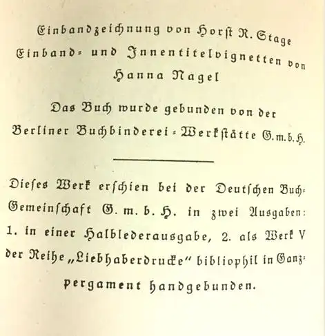 Binding, Rudolf G: Die Geige, Vier Novellen. = "Liebhaberdrucke der Deutschen Buch-Gemeinschaft", Bd. V. 