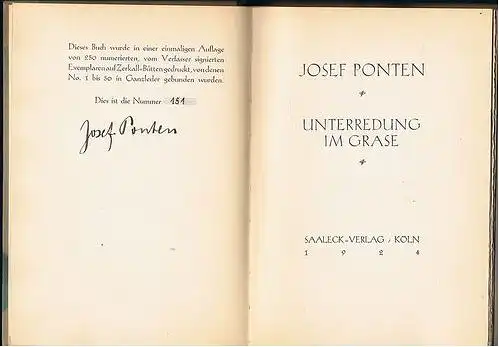 Ponten, Josef: Unterredung im Grase. 