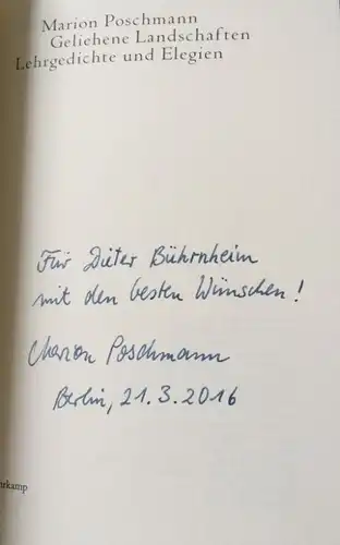 Poschmann, Marion: Geliehene Landschaften, Lehrgedichte und Elegien. 