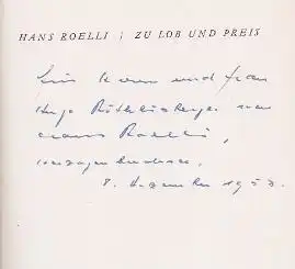 Roelli, Hans: Zu Lob und Prei, Gedichte. 