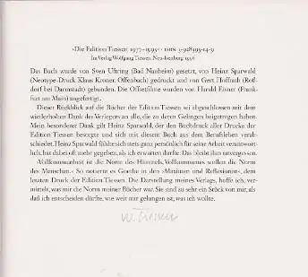 Lang, Lothar und Wolfgang Tiessen. Die Edition Tiessen 1977-1995. 4 Bände (komplett).