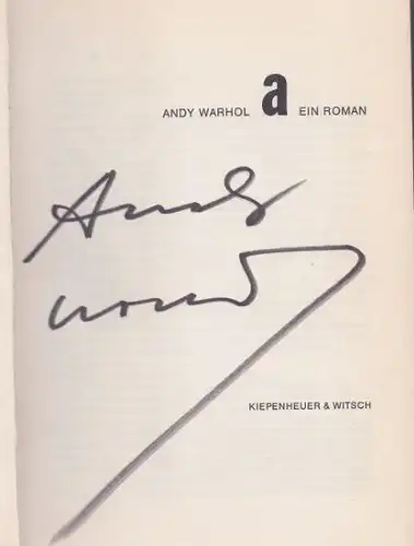 Warhol, Andy. a : Ein Roman.