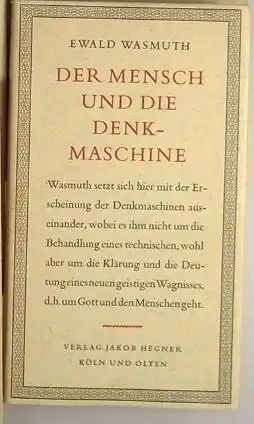 Wasmuth, Ewald: Der Mensch und die Denkmaschine. 