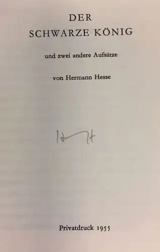 Hesse, Hermann. Der schwarze König