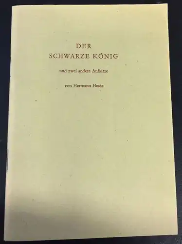 Hesse, Hermann. Der schwarze König