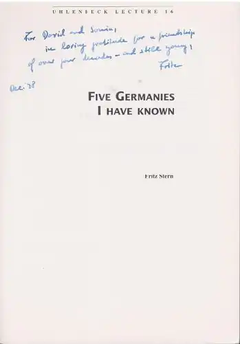 Stern, Fritz: Five Germanies I Have Known, Uhlenbeck Lecture 16. 