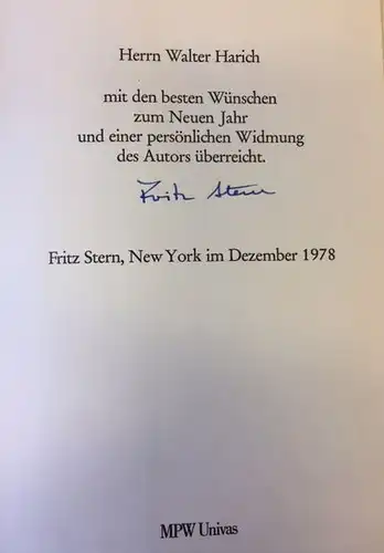 Stern, Fritz: Gold und Eisen, Bismarck und sein Bankier Bleichröder. 