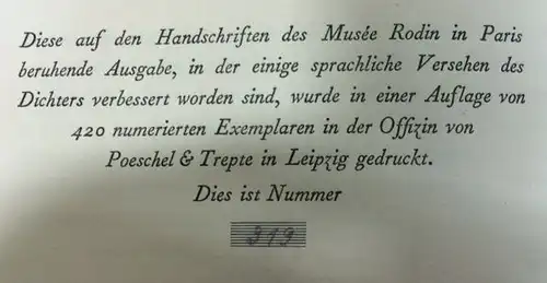 Rilke, Rainer Maria: Briefe an Auguste Rodin. 