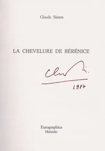 Simon, Claude. La chevelure de Bérénice.