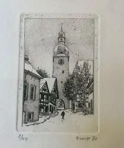Bunse, Rolf, Vier Originalkupferdrucke von Alt-Arnsberg, Glockenturm - Mäuseturm