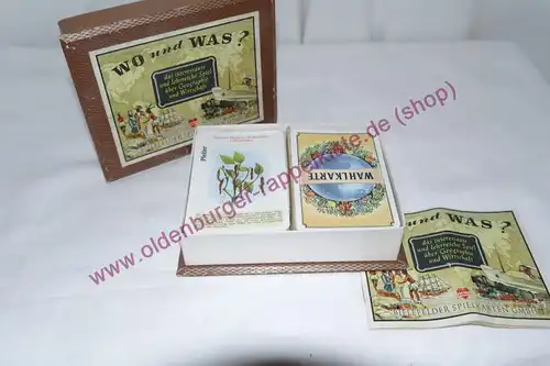 WO UND WAS ? Bielefelder Spielkarten GmbH Kartenspiel komplett ca. 1950-60