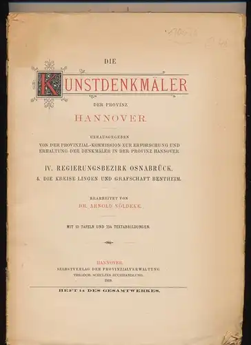 Nöldeke, Arnold: Die Kunstdenkmäler der Provinz Hannover. Band IV: Regierungsbezirk Osnabrück. Teil 4: Die Kreise Lingen und Grafschaft Bentheim. (Heft 14 des Gesamtwerkes) Herausgegeben von.. 