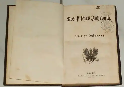 Haym, Rudolf (Hrg.): Preußisches Jahrbuch - Zweiter Band. 