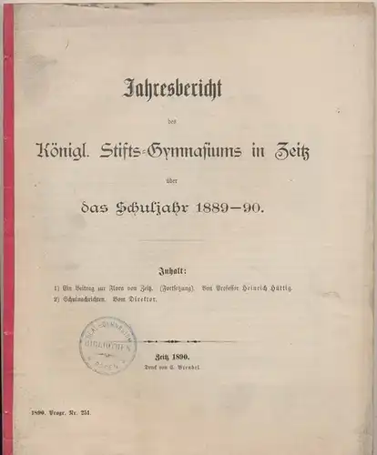 Hüttig, Heinrich, Prof: Ein Beitrag zur Flora von Zeitz. 