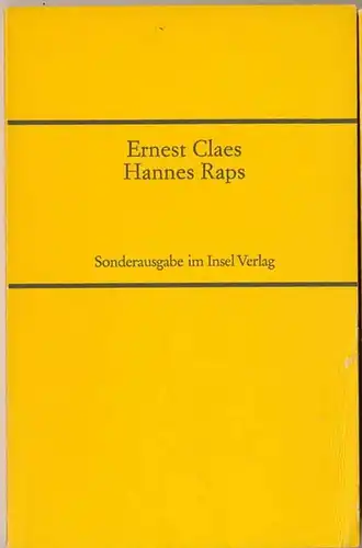 Claes, Ernest: Hannes Raps. - SONDERAUSGABE - [= Insel-Bücherei Nr. 429] -  Eine Landstreicher-Geschichte. 