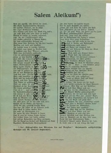 Schwechten, Eduard, Dr: Salem Aleikum. - Original Flugblatt circa 1906. 