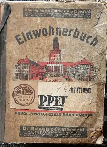 Adreßbuch Wuppertal (Einwohnerbuch   Wohnungsbuch)  1935.   Das erste einheitliche Adreßbuch der Gesamtstadt, außerdem Nachschlagewerk für den bargeldlosen Zahlungsverkerkehr und für alle.. 