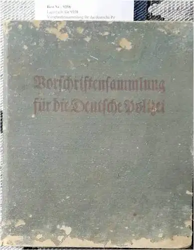 Vorschriftensammlung für die deutsche Polizei.  Ausgabe Preußen   Band 1.   Ergänzbare Sammlung von Gesetzen, Verordnungen, Runderlassen usw. mit Anmerkungen, Verweisungen, Einführungen.. 