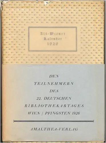 Trost, Alois (HrG.): Alt-Wiener Kalender auf das Jahr 1926. 