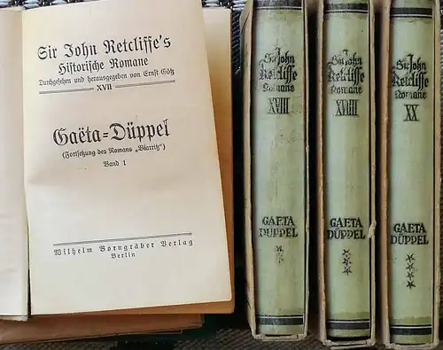 Retcliffe, Sir John (d.i. Herm. Goedsche): Gaeta-Düppel. (Fortsetzung des Romands Biarritz). -  4 Bände - KOMPLETT mit Orig.- Pappschubern ! ! (durchgesehen und hrg. von Ernst Götz). 