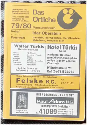 Amtliches Fernsprechbuch der Deutschen Bundespost 1979/80 - IDAR - OBERSTEIN (Das Örtliche). 