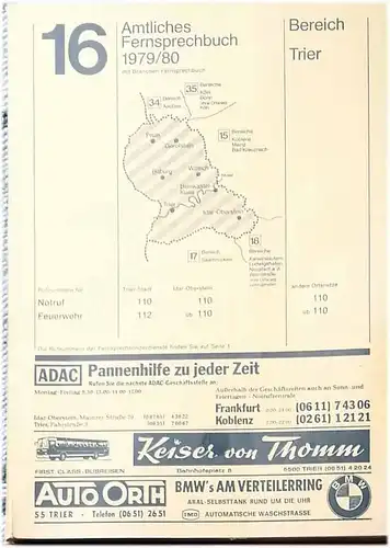 Amtliches Fernsprechbuch der Deutschen Bundespost 1979/80 - mit Branchenfernsprechbuch (Gelbe Seiten) ! - Bereich TRIER. (Bereich 16). 