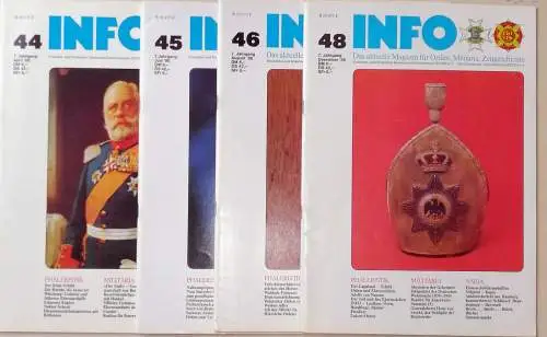 Nimmergut, Jörg: INFO - 6. Jahrgang 1985  - Hefte 44, 45, 46 und 48 bis 36 (April bis August + Dezember) - hrg. Freundes- und Förderkreis Deutsches Ordensmuseum / Wappen-Herold - Dt.Heraldische Ges.