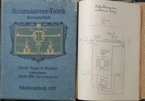 Schaltungsbuch 1902 für elektrische Anlagen mit Accumulatoren. 