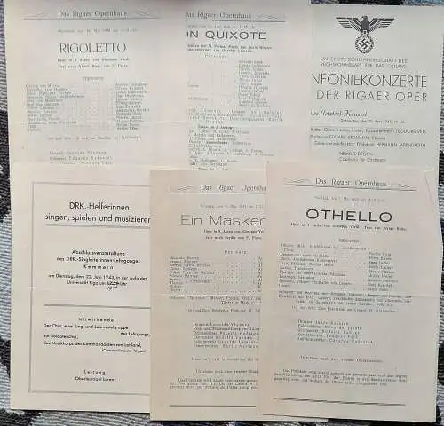 Konvolut von 6 Theaterprospekten der Rigaer Oper 1943. 