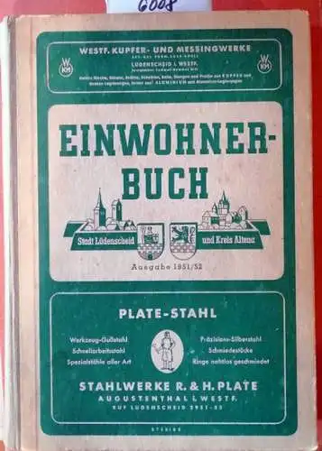 Einwohnerbuch Stadt Lüdenscheid und Kreis Altena - Ausgabe 1951/52. 