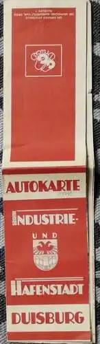 Autokarte Industrie- und Hafenstadt Duisburg (Stadtplan) 1953. 