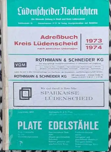 Einwohnerbuch Stadt Lüdenscheid und Kreis Lüdenscheid - Ausgabe 1973 / 74. 