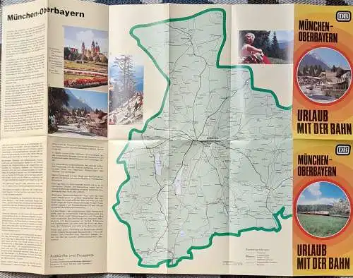 DB - Werbe-Faltprospekt der Bundesbahn "Urlaub mit der Bahn" - München - Oberbayern. vom 1. Oktober 1979. 