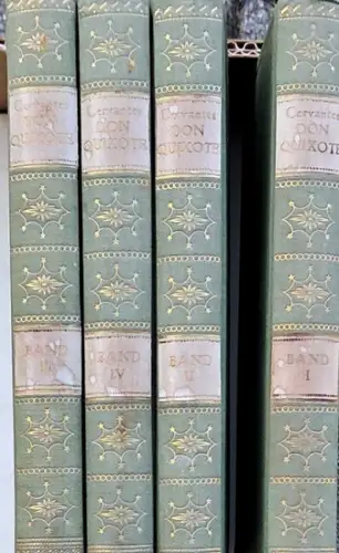 Cervantes Saavedra, Miguel de: Leben und Taten des scharfsinnigen Ritters Don Quixote. Bilbiophile Ausgabe  KOMPLETT in 4 Bänden. 