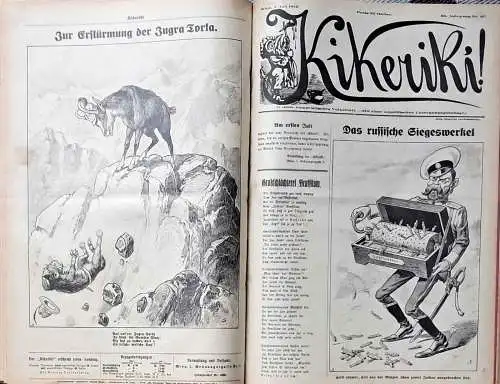 KIKERIKI - Wiener humoristisches Volksblatt 55. Jahrgang 1915 bis 56. Jahrgang 1916. (mit einer unpolitischen Unterhaltungsbeilage) Verantw. Schriftleieter Rudolf Sperl, Hrg. A. Ilger. 