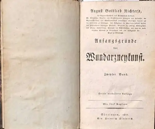 Richter, August Gottlieb: Anfangsgründe der Wundarzneykunst.  Zweyter Band. 