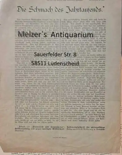 Die Schmach des Jahrtausends. - Original Flugblatt circa 1906. 