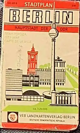 Stadtplan Berlin Hauptstadt der DDR ohne Straßenverzeichnis mit Außenbezirke.  -  Großer Stadtplan Maßstab 1:25.000 - nebst 40-seit. Straßenverzeichnis. 